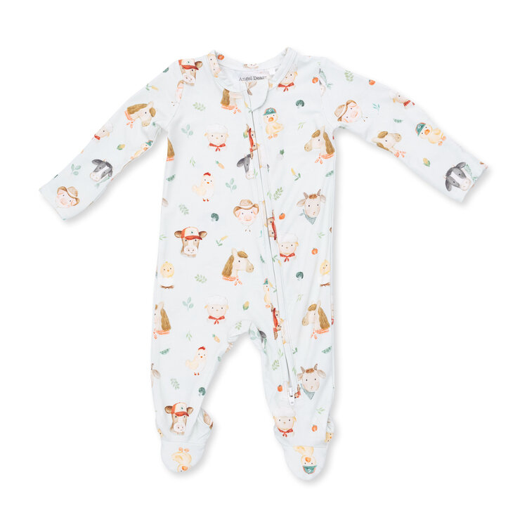 Angel Dear Baby Farm Faces 2 Way Zipper Footie