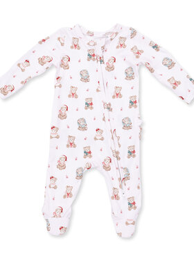Angel Dear Pink Christmas Teddy Bears 2 Way Zipper Footie