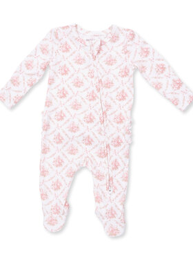 Angel Dear Rose Bow Lattice 2 Way Ruffle Zipper Footie