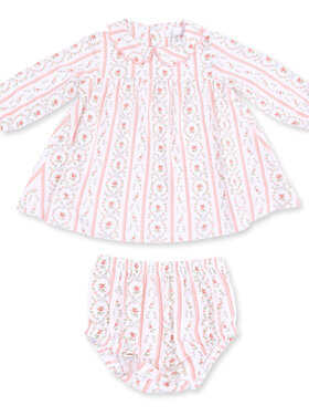 Angel Dear Marnie Rosebud Stripe LS Dress w/Bloomers