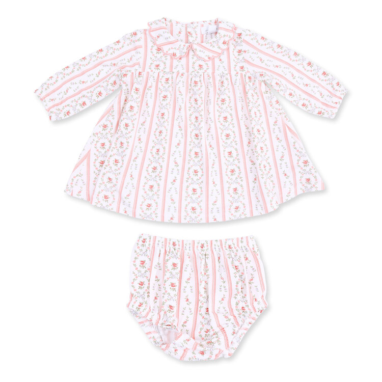 Angel Dear Marnie Rosebud Stripe LS Dress w/Bloomers