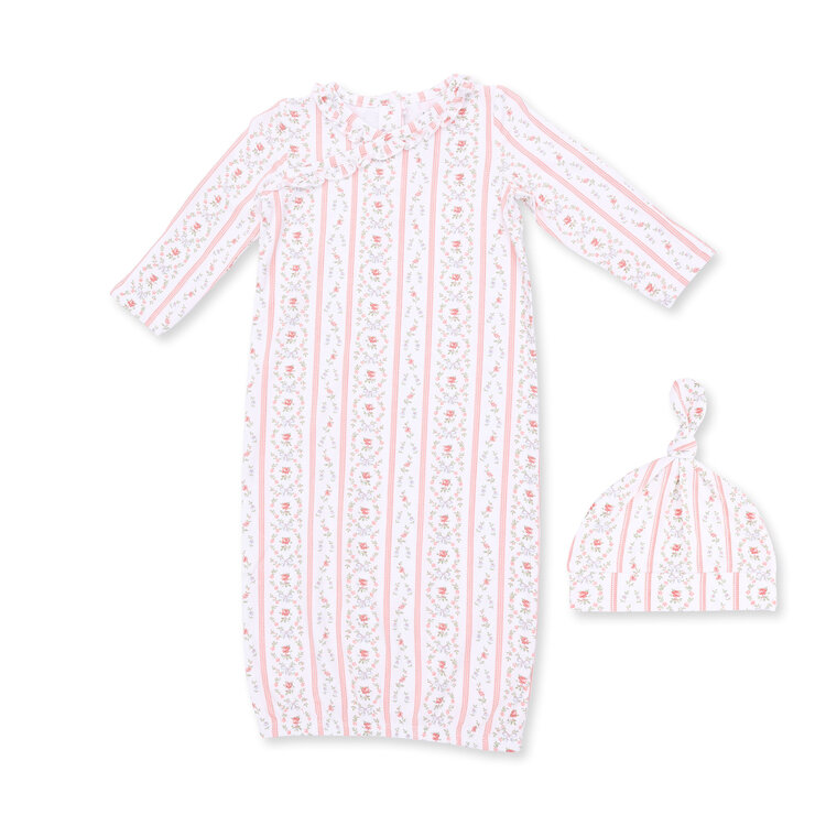 Angel Dear Marnie Rosebud Stripe Kimono Gown & Hat