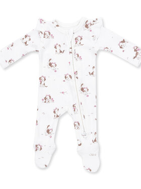 Angel Dear Explorer Puppy 2 Way Ruffle Sleeve Zipper Footie