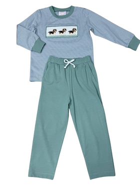 Whimsy Bay Beagle Smocked Pant Set