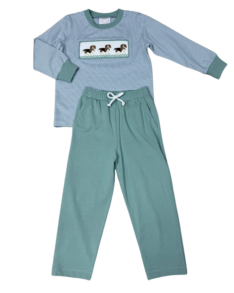 Whimsy Bay Beagle Smocked Pant Set