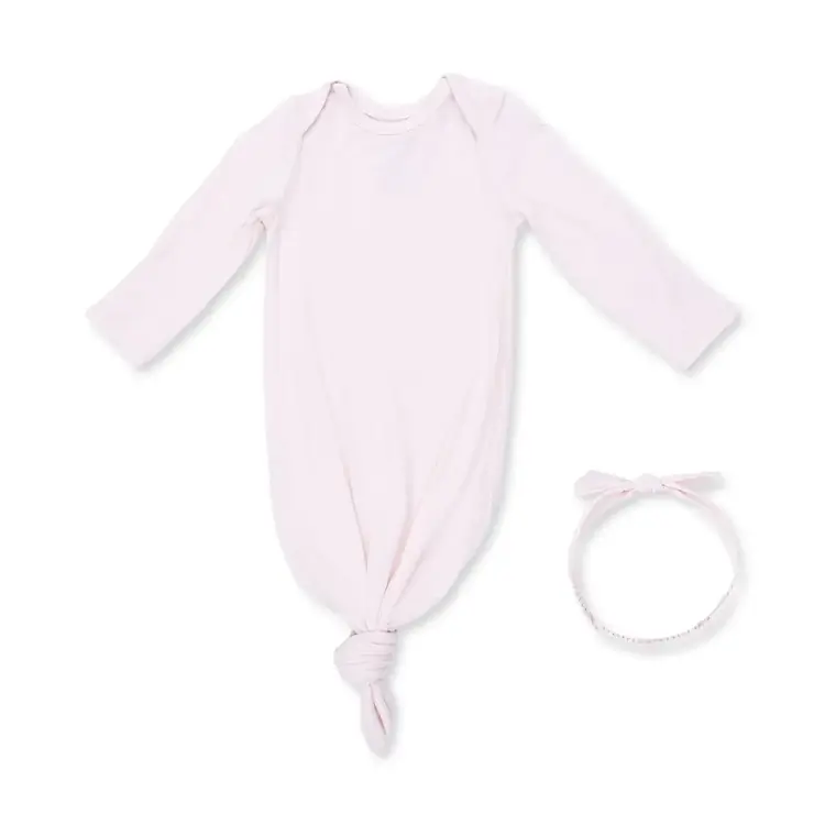 Angel Dear Solid Mauve Morn Knotted Gown & Headband