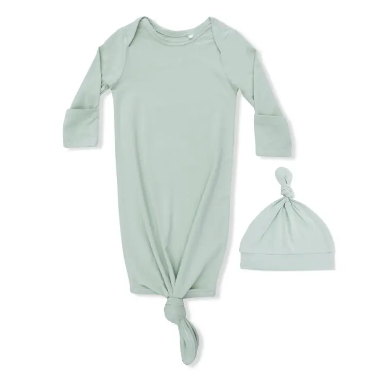 Angel Dear Solid Milky Green Knotted Gown & Hat