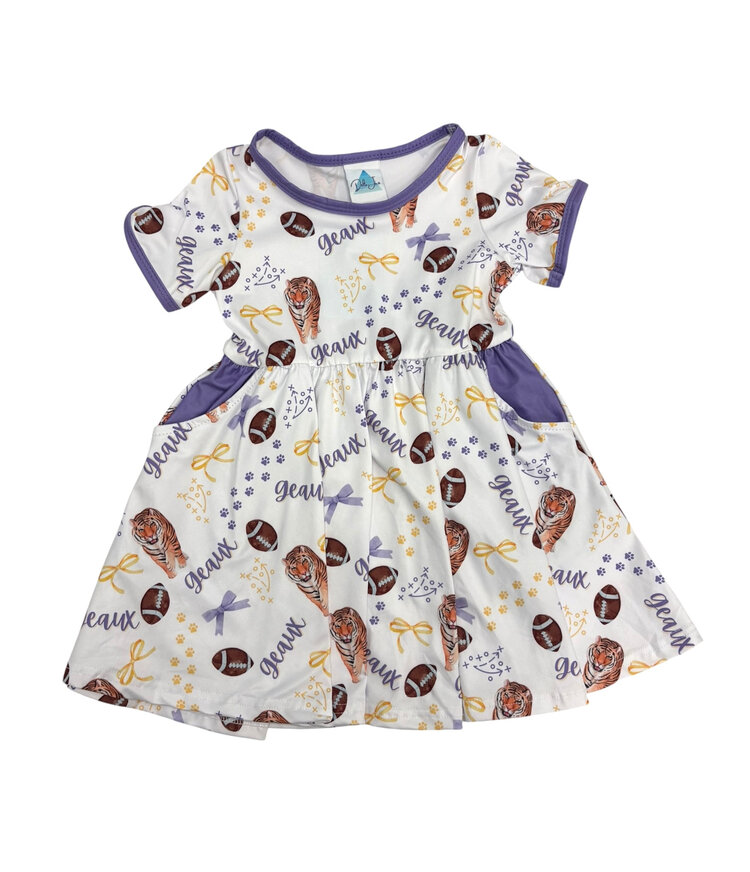 Delta Jax Geaux Tiger Bow Dress w/Pockets