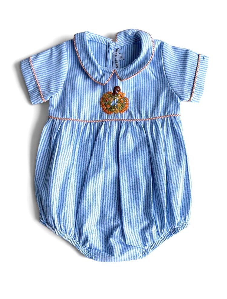 Sweet Dreams Pumpkin Blue Stripe Boy Bubble