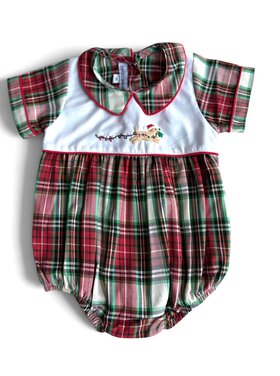 Sweet Dreams Dog Christmas Lights Plaid Boy Bubble