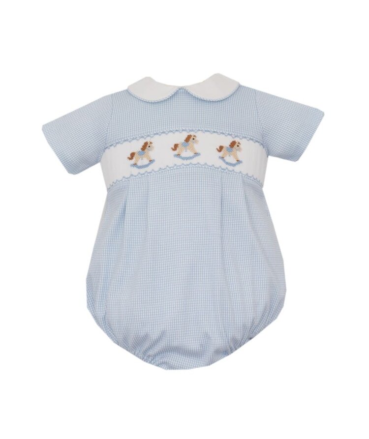 Petit Bebe Rocking Horse Blue Check Bubble