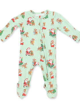 Angel Dear Vintage Reindeer & Santa 2 Way Zipper Footie