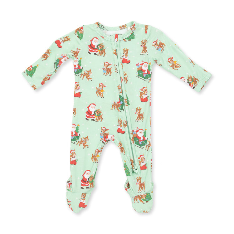 Angel Dear Vintage Reindeer & Santa 2 Way Zipper Footie