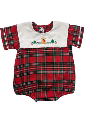 Sweet Dreams Teddy Bear Plaid Boy Bubble