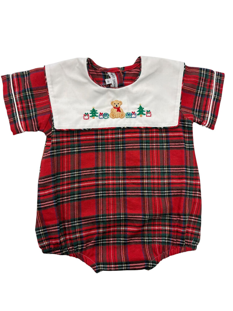 Sweet Dreams Teddy Bear Plaid Boy Bubble