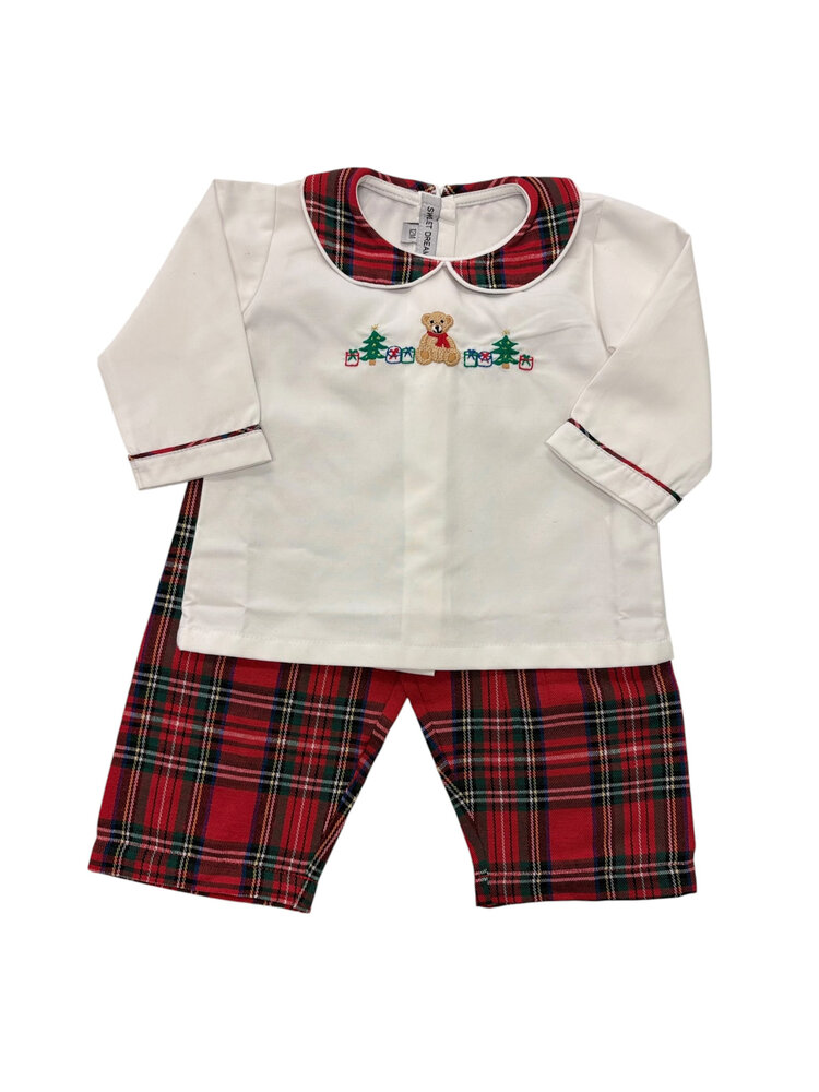 Sweet Dreams Teddy Bear Plaid Boys Pant Set
