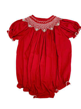 LuLu BeBe Emmie Red Smocked Bubble