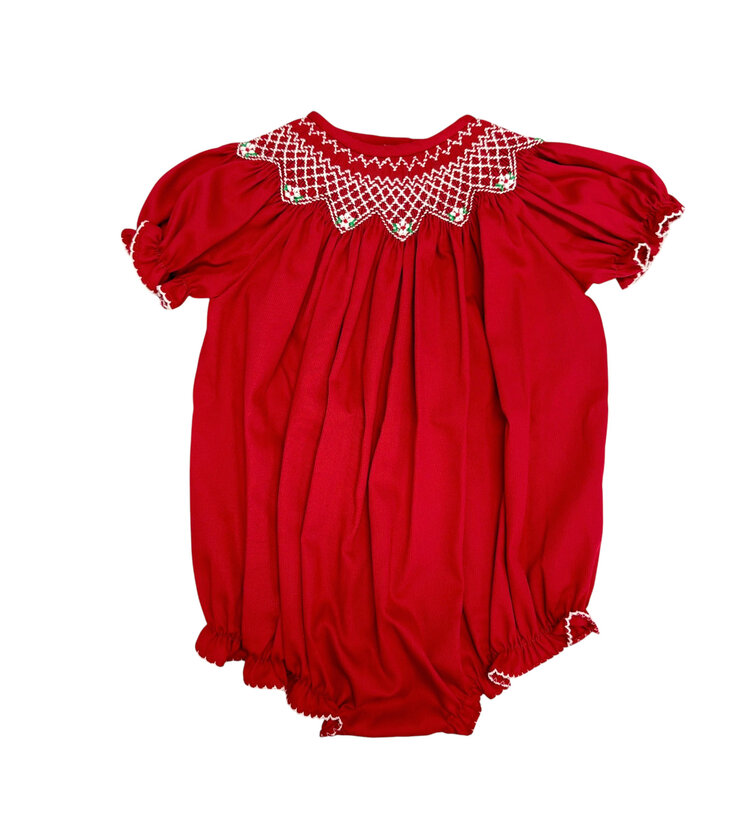 LuLu BeBe Emmie Red Smocked Bubble