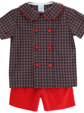 Bailey Boys Christmas Red Cord Dressy Short Set