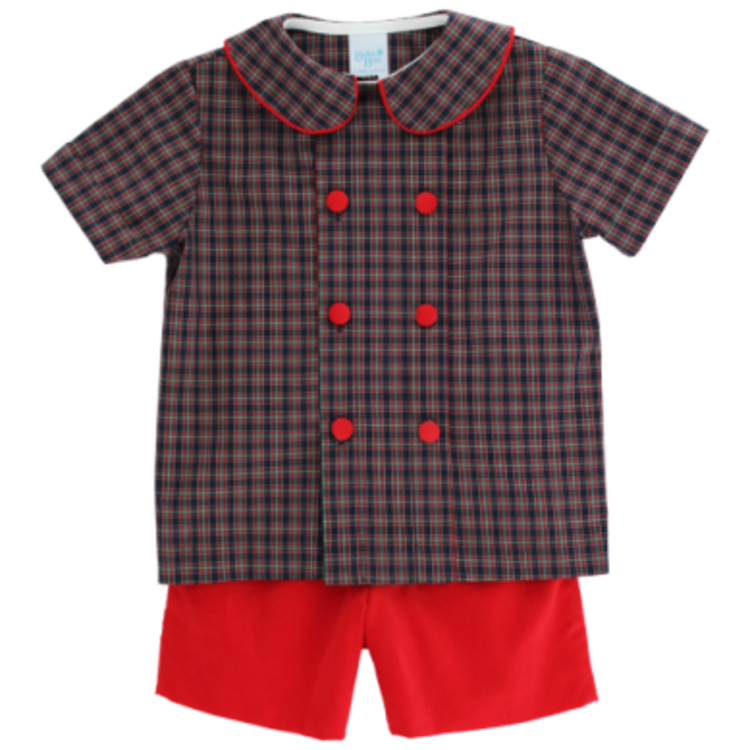 Bailey Boys Christmas Red Cord Dressy Short Set