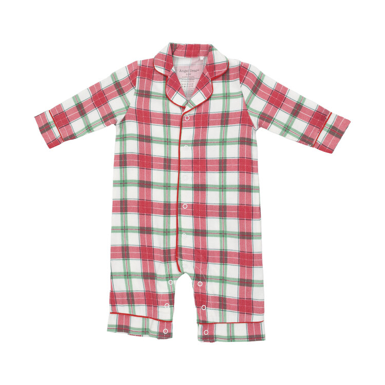Angel Dear Holiday Plaid LS Romper