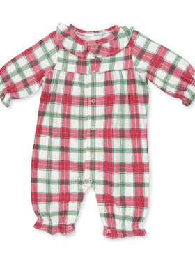 Angel Dear Holiday Plaid LS Ruffle Romper