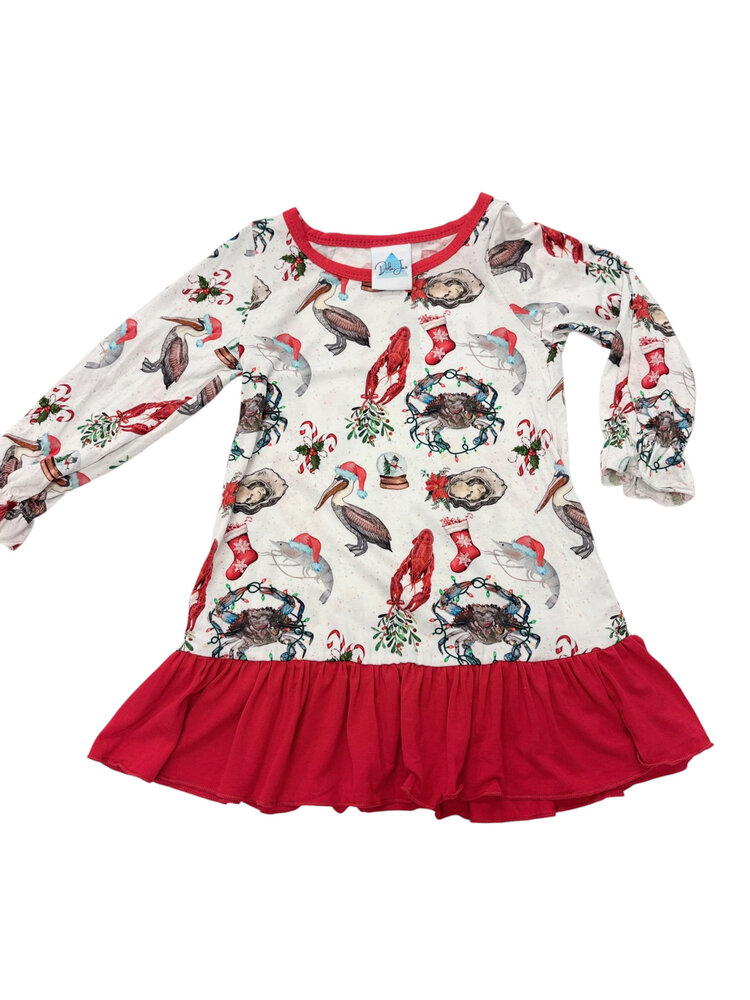 Delta Jax Coastal Christmas LS Dress