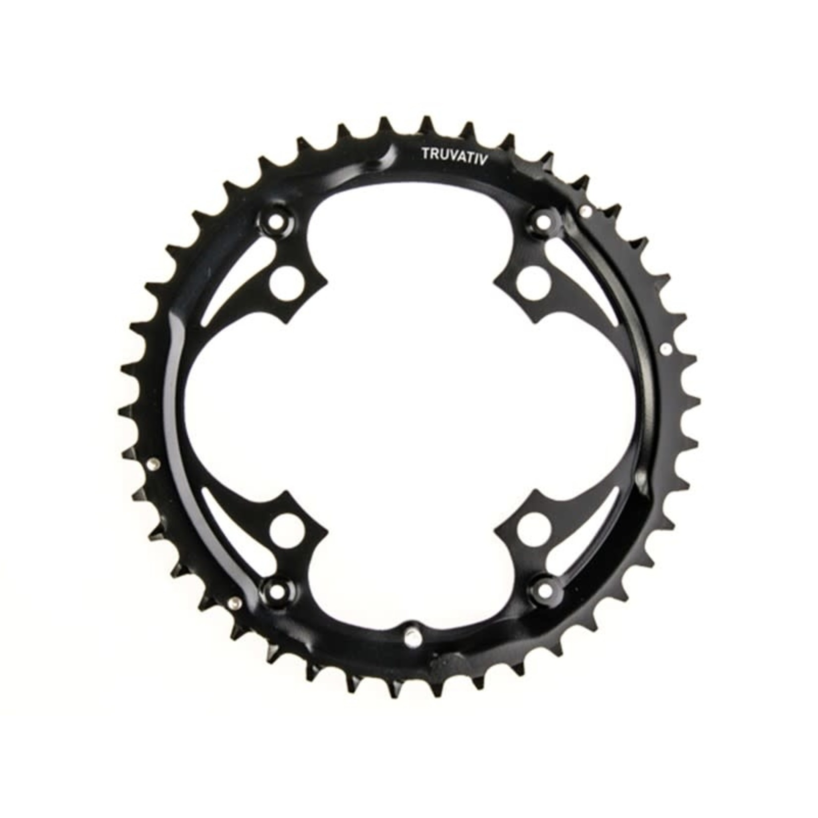 Truvativ, 42T, 9 sp, BCD 104mm, 4-Bolt, Outer Chainring, For MTB triple, Steel, Black, 11.6215.016.000