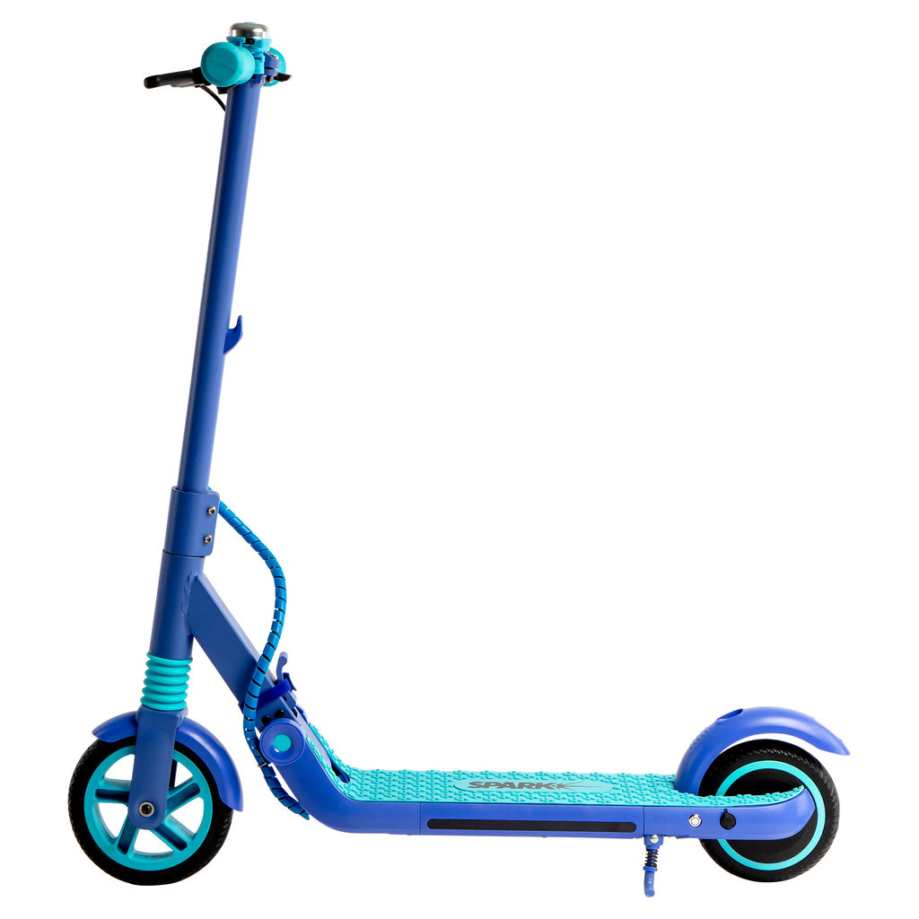 eGlide Spark Kids Electric Scooter in Blue/Purple Watts on Wheels