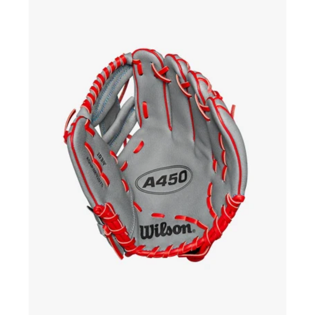 Wilson A450 Grey/Red/Royal 10.75" Baseball Glove Left Catch