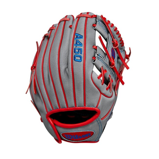 Wilson A450 Grey/Red/Royal 10.75" Baseball Glove Left Catch