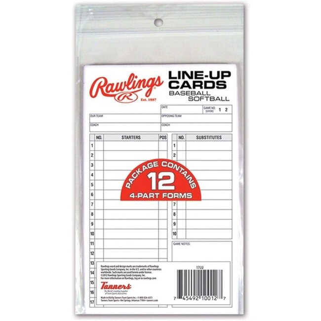 Rawlings Line-Up Cards (12 cards)