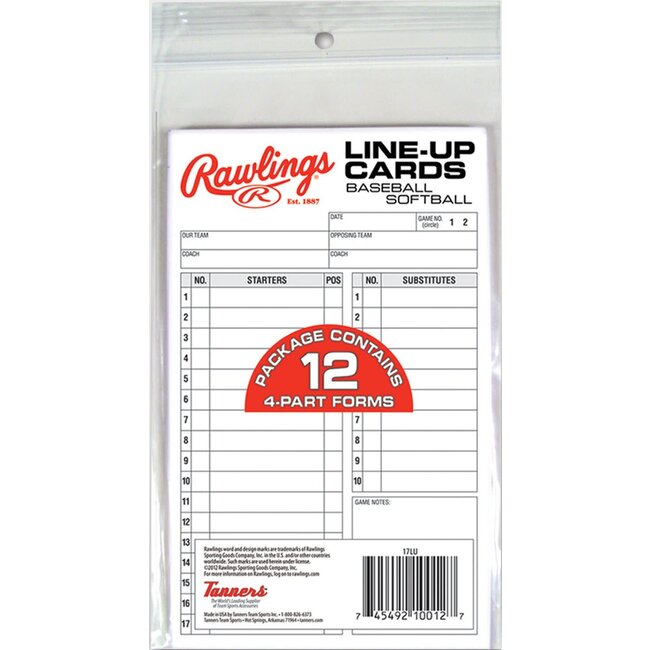 Rawlings Line-Up Cards (12 cards)