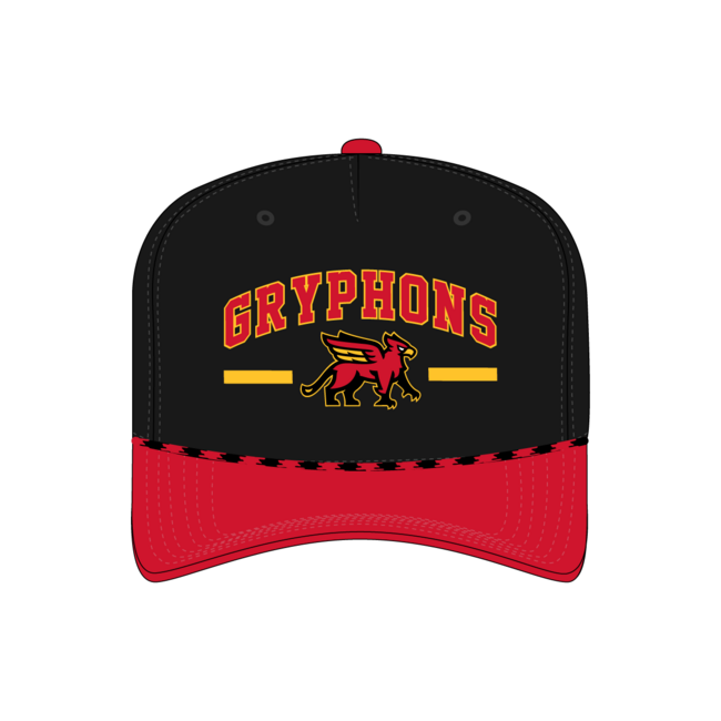 GGHA AT Custom Black/Red Rope Hat - Gryphon Stripe Logo