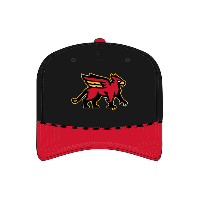 Beatons Wholesale GMHA AT Custom Black/Red Rope Hat - Gryphon Logo