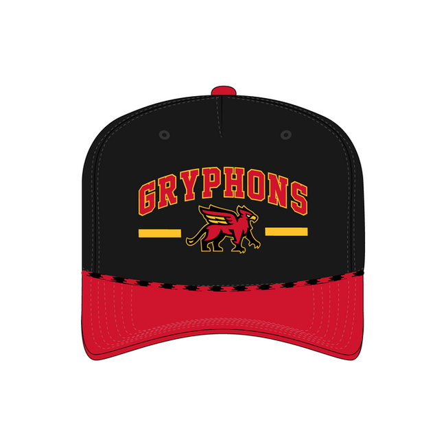 GMHA AT Custom Black/Red Rope Hat - Gryphon Stripe Logo
