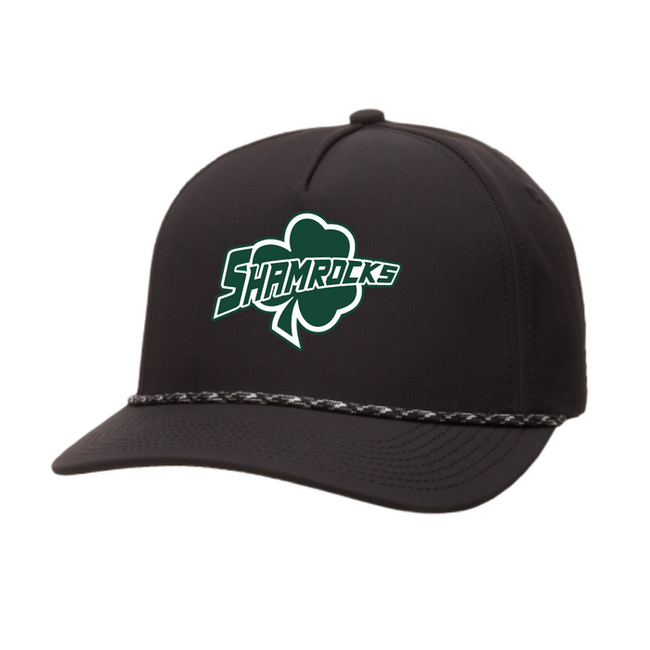 Shamrocks Black Custom All Team Performance Rope Hat - Shamrock Logo