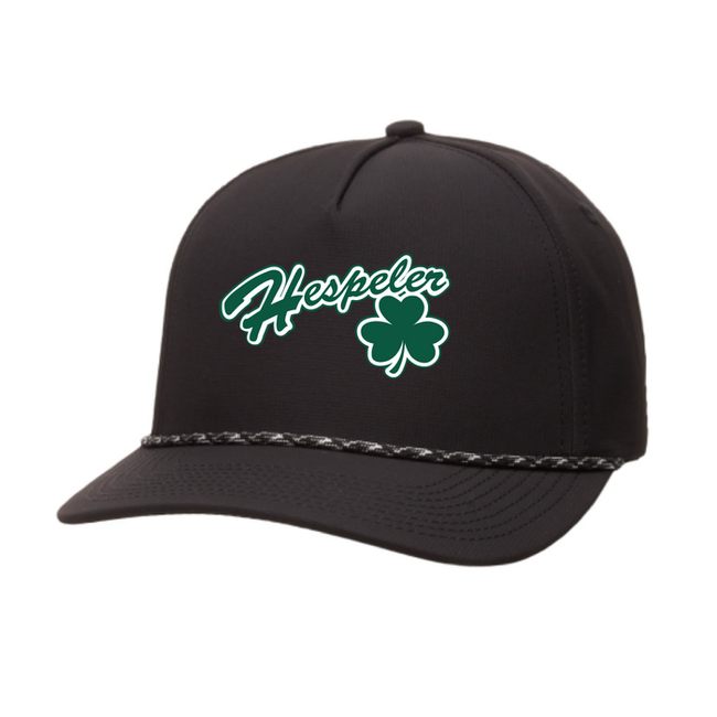 Shamrocks Black Custom All Team Performance Rope Hat - Hespeler Logo