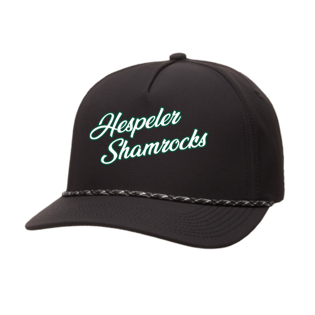 Shamrocks Black Custom All Team Performance Rope Hat - Script Logo
