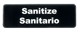Tablecraft "Sanitize/Sanitario" Sign (English/Spanish), 3" x 9"