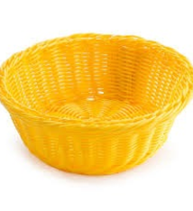Tablecraft Ridal Round Basket, Yellow, 8-1/4" x  3-1/4"