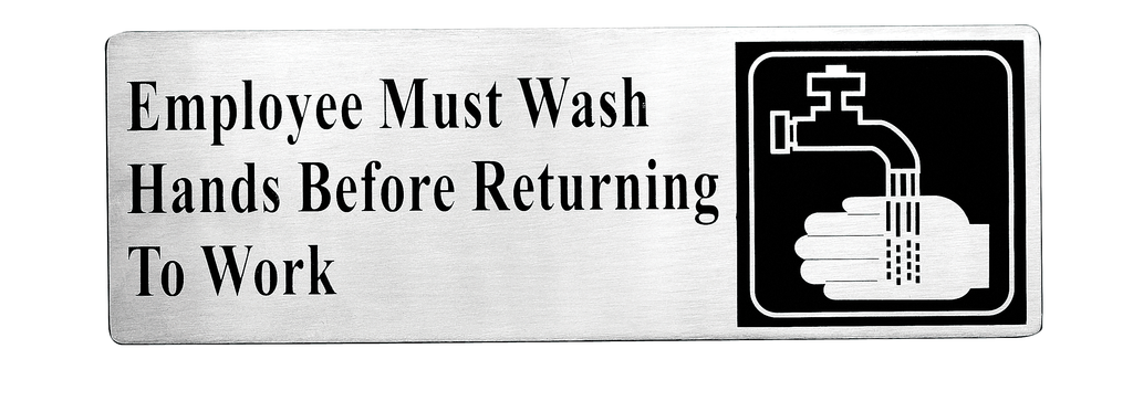 Tablecraft Sign, "Employee Must Wash Hands Before Returning To Work", 3" x 9"