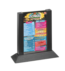 Tablecraft Table Tent, Wood, Two Side View 4" x 6", Black Frame