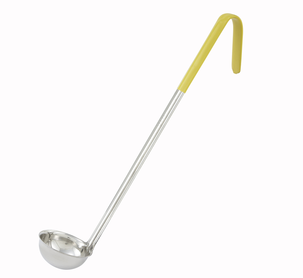 Winco Ladle, S/S, One-Piece, 1 oz, Yellow Hdl