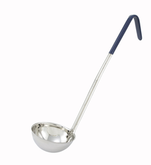 Winco Ladle, S/S, One-Piece, 8 oz, Blue Handle