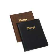 Tablecraft Two View Booklet, 8-1/2" x 11", Gold Stamped Menu