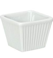CAC Ramekin, Porcelain, Square, Fluted, 1 oz, White (6 Doz)