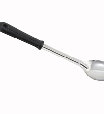 Winco Basting Spoon, S/S, Solid, Square Tip, Black Handle, 13"