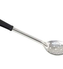 Winco Basting Spoon, S/S, Perf, Black Handle, 13"