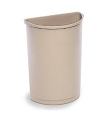 Rubbermaid Trash Container, Half Round, 21 Gallon